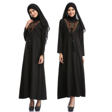 Mulheres de alta qualidade dubai abaya atacado bordado preto abaya islâmica roupas